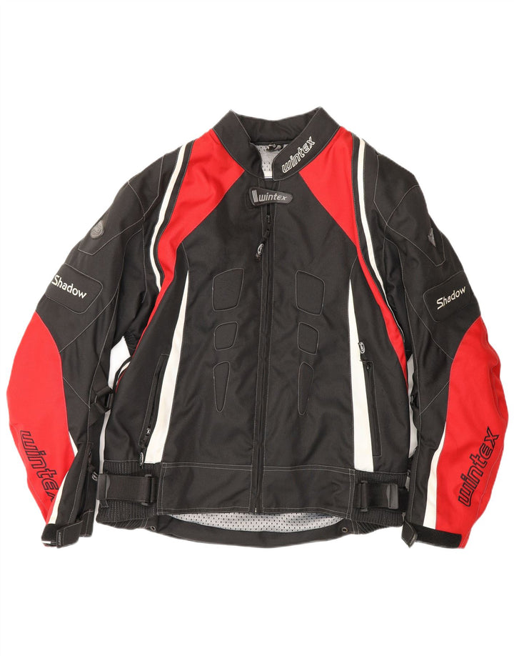 Wintex Mens Motorstyle Graphic Racer Jacket UK 38 Medium Black Colourblock