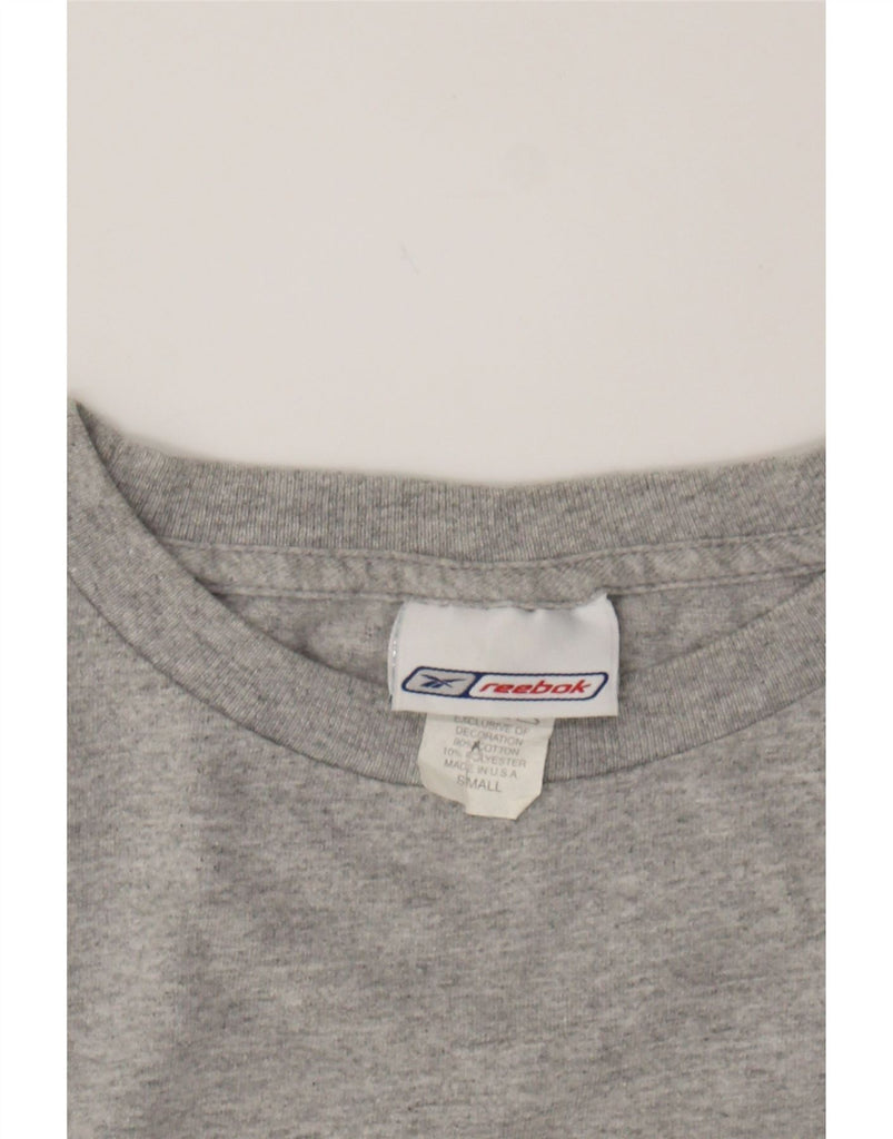 REEBOK Womens Graphic T-Shirt Top UK 10 Small Grey Cotton Vintage Reebok and Second-Hand Reebok from Messina Hembry 