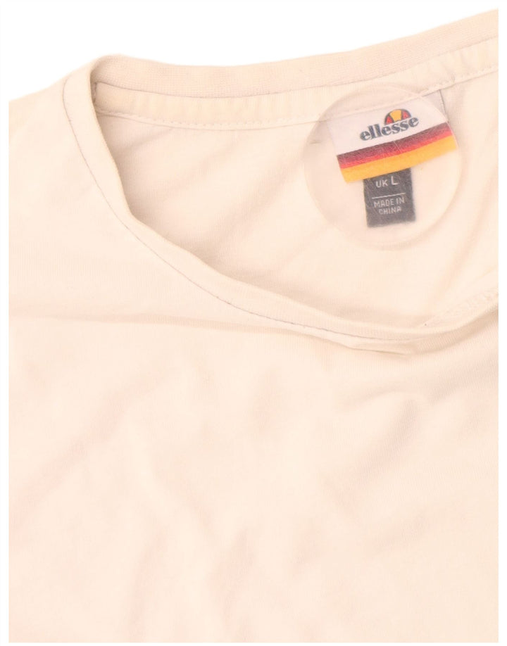 Ellesse Mens Graphic T-Shirt Top Large White Cotton