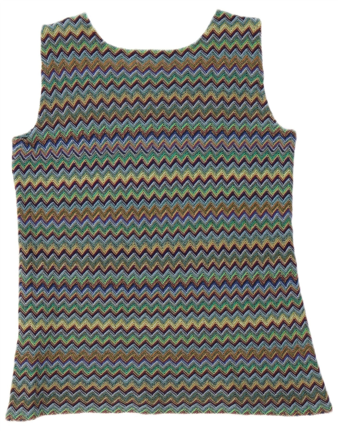 Vintage Womens Sleeveless Vest Top UK 14 Medium Multicoloured Chevron