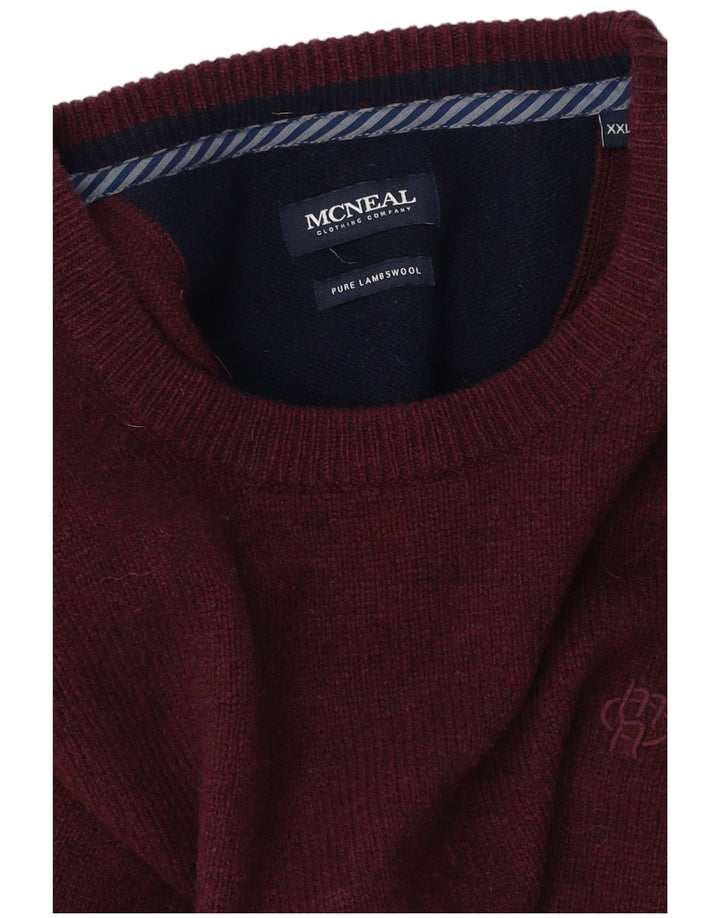 MCNEAL Mens Crew Neck Jumper Sweater 2XL Burgundy Lambswool