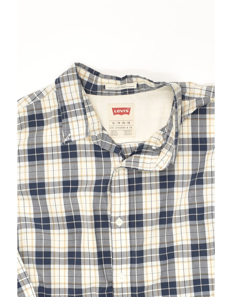 LEVI'S Mens Coupe Standard Standard Fit Shirt XL Navy Blue Check Cotton | Vintage Levi's | Thrift | Second-Hand Levi's | Used Clothing | Messina Hembry 