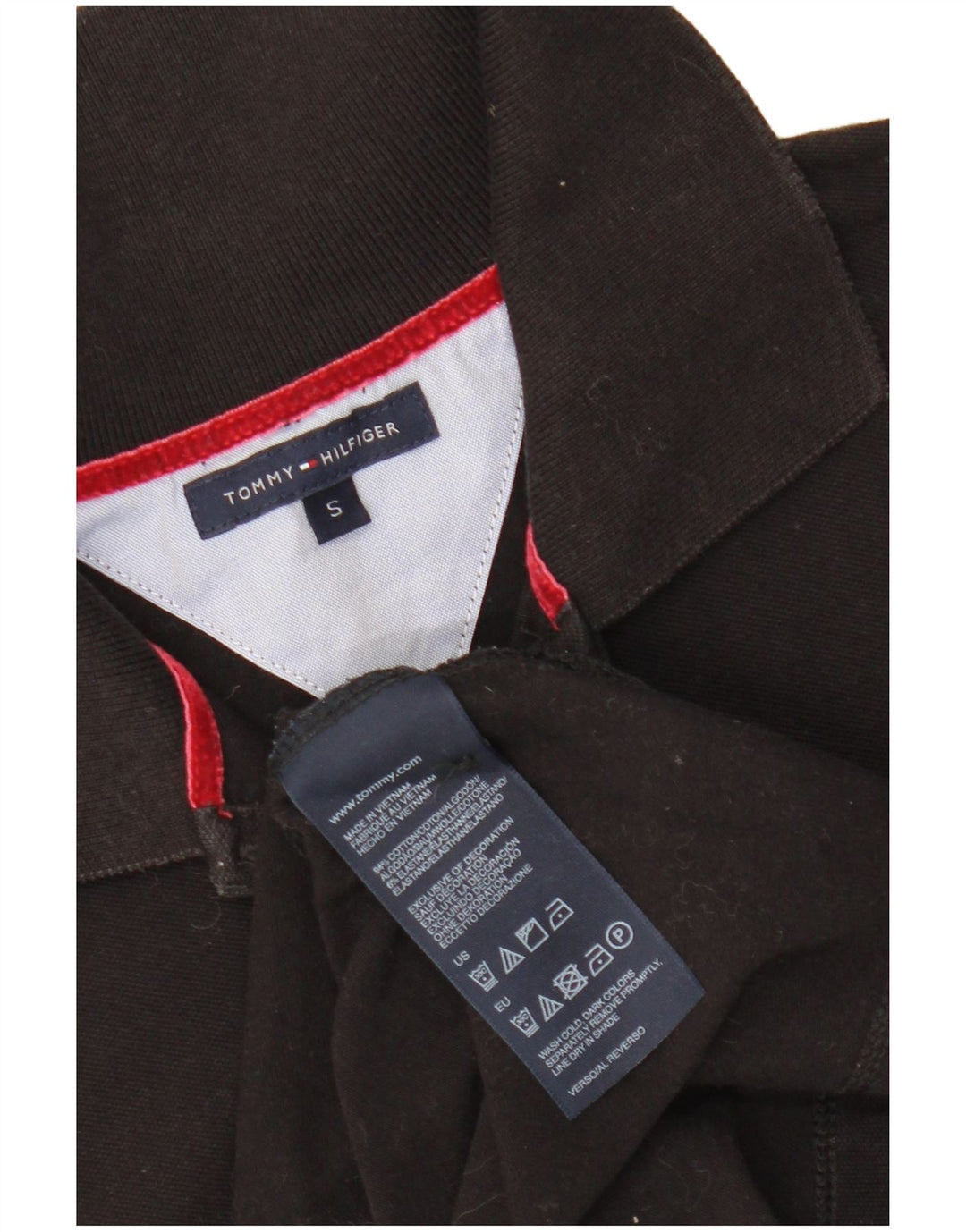 TOMMY HILFIGER Womens Polo Shirt UK 8 Small Black Cotton