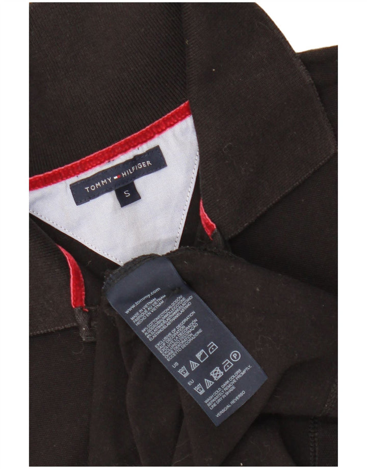 TOMMY HILFIGER Womens Polo Shirt UK 8 Small Black Cotton