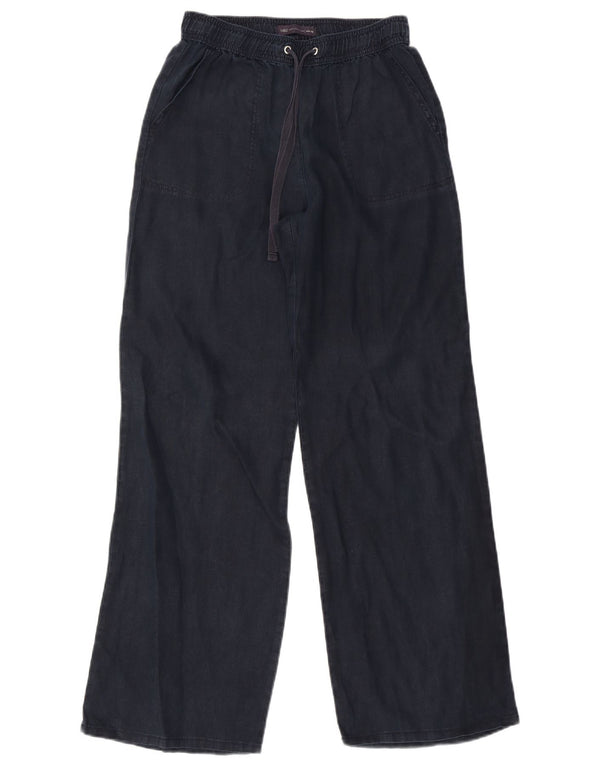 Marks & Spencer Womens Wide Leg Chino Trousers UK 8 Small W26 L30 Navy Blue