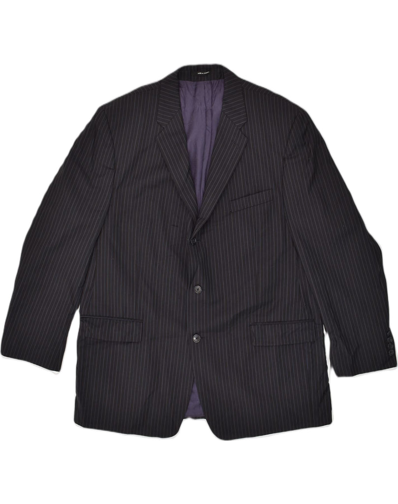 CALVIN KLEIN Mens 3 Button Blazer Jacket UK 46 3XL Black Striped Wool | Vintage Calvin Klein | Thrift | Second-Hand Calvin Klein | Used Clothing | Messina Hembry 