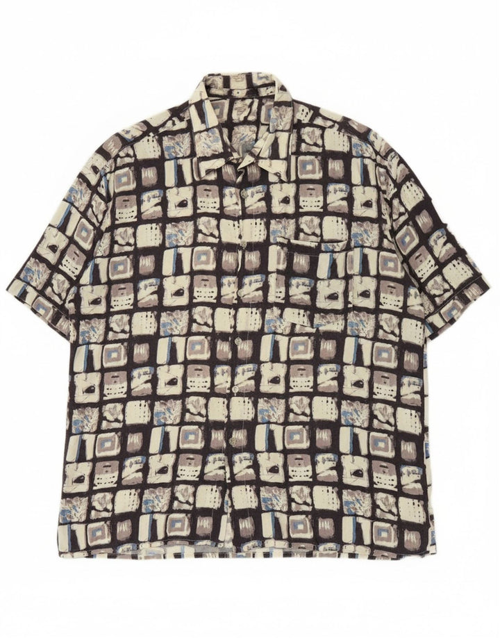 VINTAGE Mens Short Sleeve Shirt XL Multicoloured Patchwork