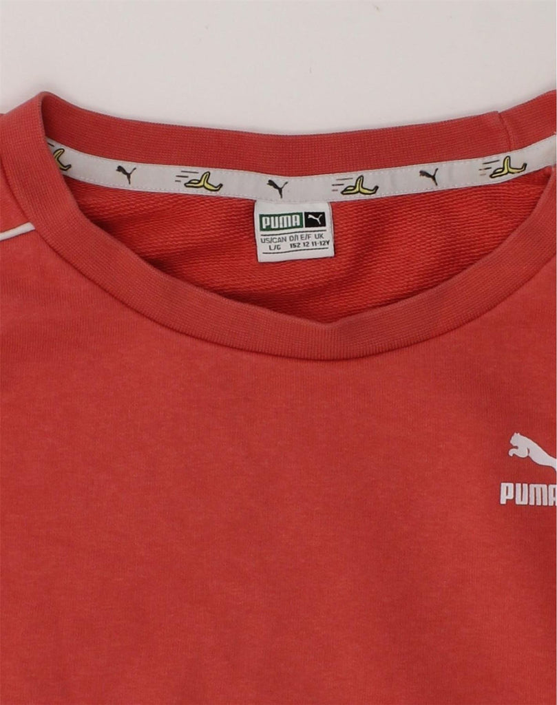 PUMA Girls Graphic Sweatshirt Jumper 11-12 Years Red Cotton | Vintage Puma | Thrift | Second-Hand Puma | Used Clothing | Messina Hembry 