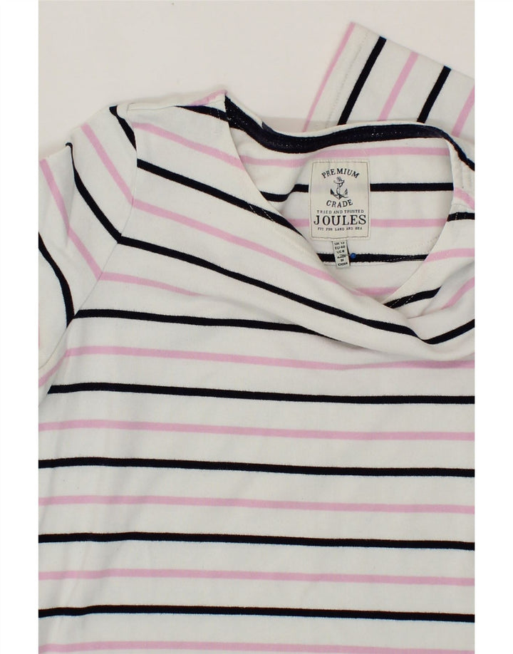 JOULES Womens Top 3/4 Sleeve UK 12 Medium White Striped Cotton Vintage Joules and Second-Hand Joules from Messina Hembry 
