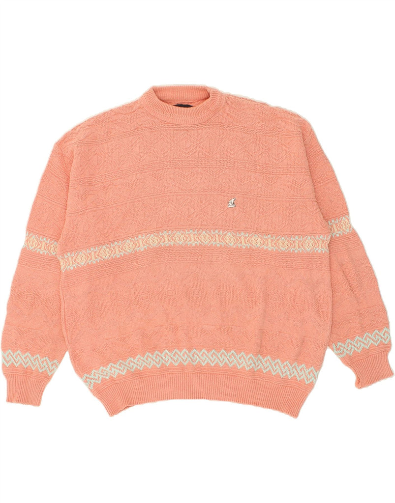 NORTH POLE Mens Crew Neck Jumper Sweater XL Pink Fair Isle Cotton | Vintage North Pole | Thrift | Second-Hand North Pole | Used Clothing | Messina Hembry 