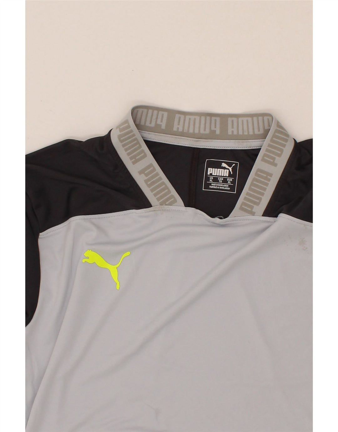 PUMA Mens Graphic T-Shirt Top XL Grey Colourblock Polyester Vintage Puma and Second-Hand Puma from Messina Hembry 
