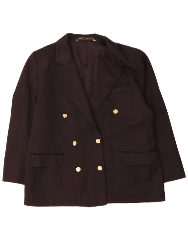 Marks & Spencer Womens Double Breasted Blazer Jacket UK 16 Large Black
