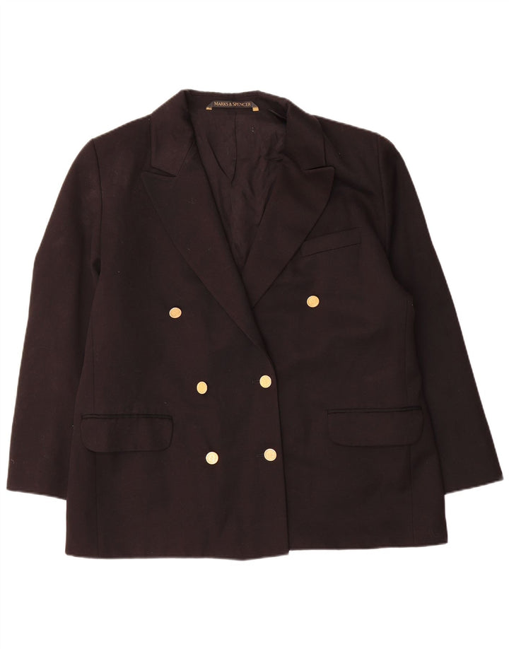 Marks & Spencer Womens Double Breasted Blazer Jacket UK 16 Large Black