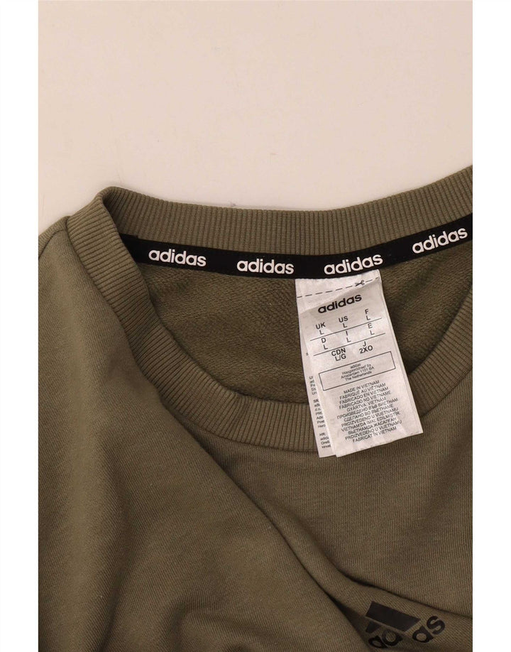 Adidas Mens Sweatshirt Jumper Large Khaki Cotton