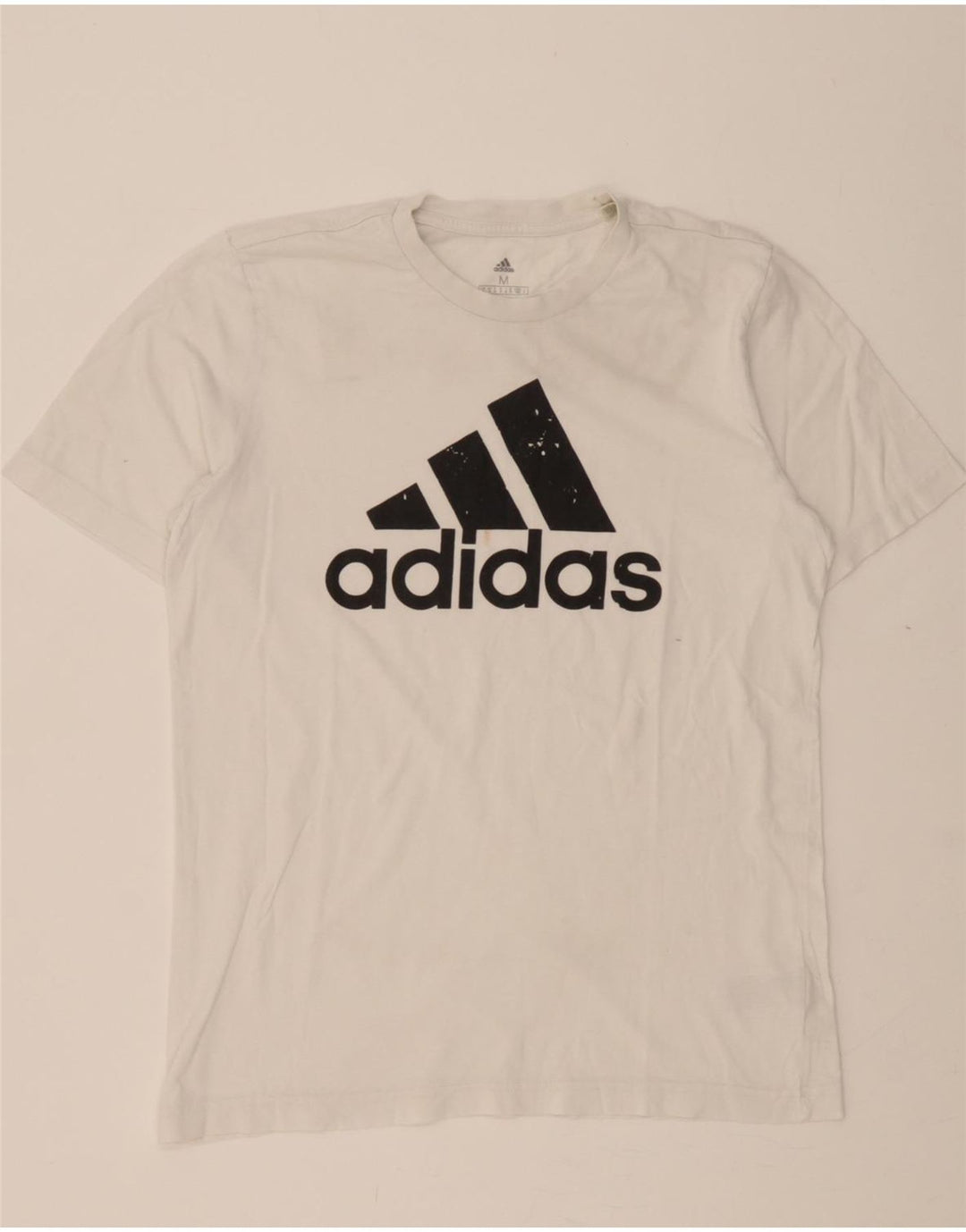 ADIDAS Mens Graphic T-Shirt Top Medium White Cotton Vintage Adidas and Second-Hand Adidas from Messina Hembry 