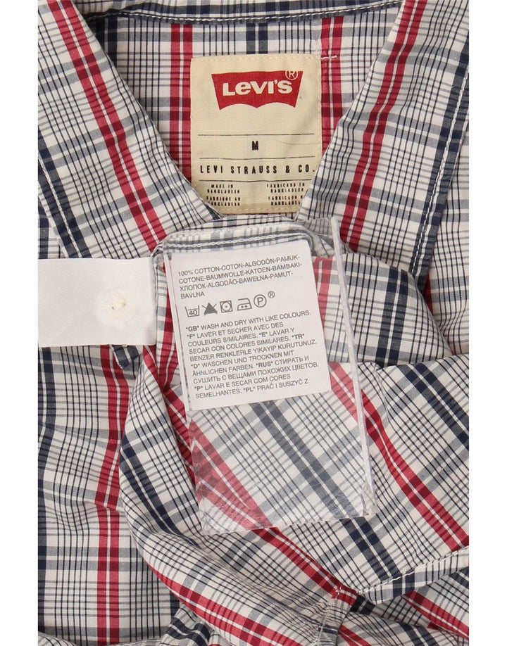 Levi's Mens Short Sleeve Standard Fit Shirt Medium Blue Check Cotton