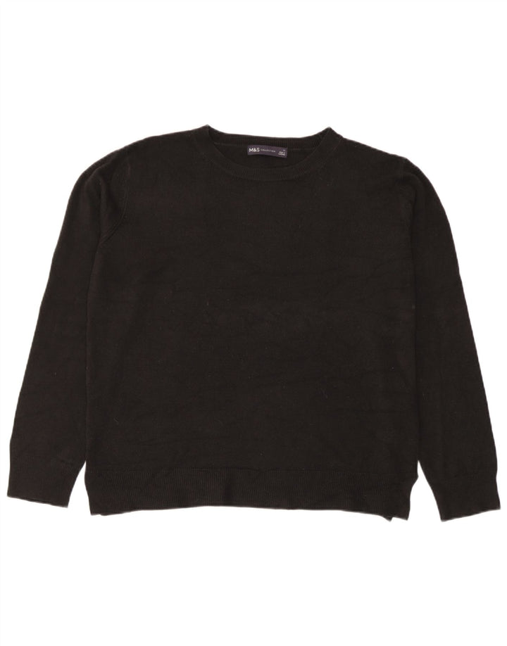 Marks & Spencer Womens Crew Neck Jumper Sweater UK 14 Medium Black Acrylic