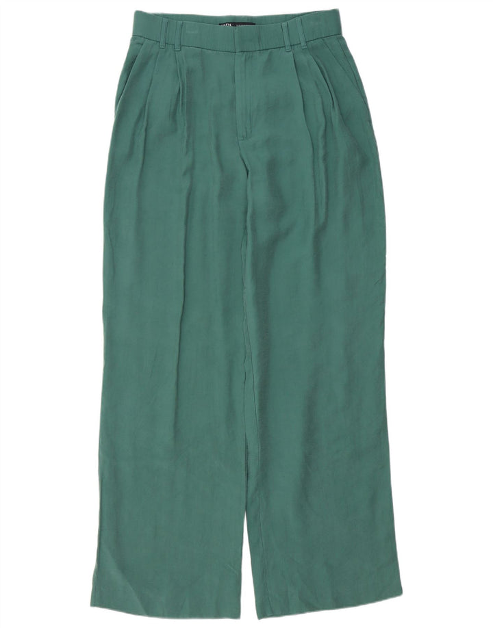 Zara Womens Pegged Chino Trousers Medium W28 L32 Green Modal