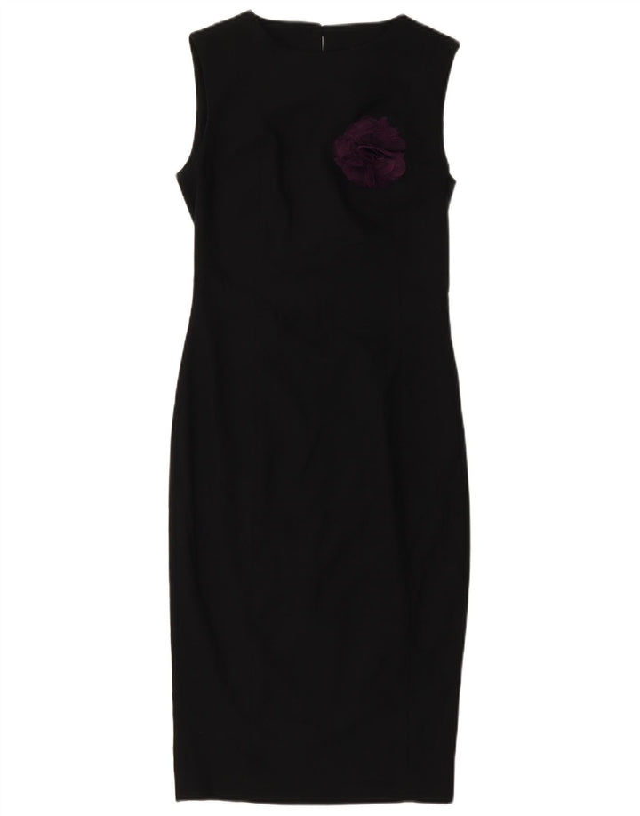 ZARA Womens Sleeveless Sheath Dress UK 4 XS Black Floral Polyester