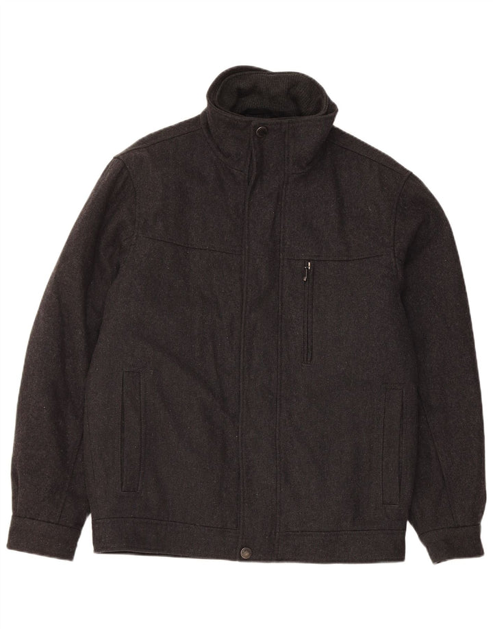 London Fog Mens Towne Bomber Windbreaker Jacket UK 38 Medium Grey Wool