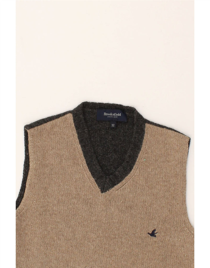 BROOKSFIELD Boys Vest Tank Top 11-12 Years Beige Colourblock Wool | Vintage Brooksfield | Thrift | Second-Hand Brooksfield | Used Clothing | Messina Hembry 