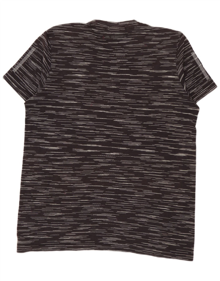 ADIDAS Mens T-Shirt Top Medium Black Pinstripe Cotton