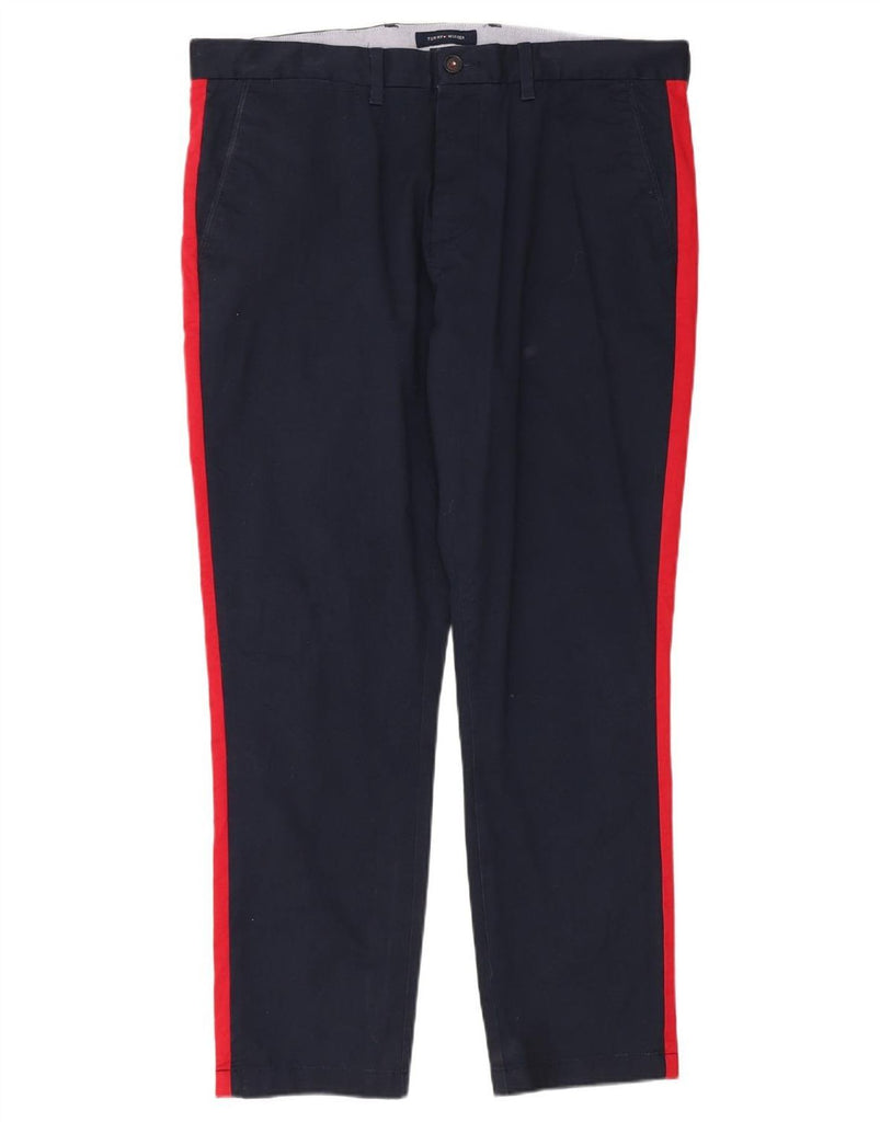 TOMMY HILFIGER Mens Slim Fit Chino Trousers W36 L30 Navy Blue Colourblock Vintage Tommy Hilfiger and Second-Hand Tommy Hilfiger from Messina Hembry 