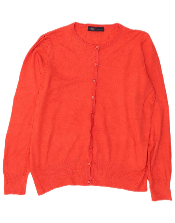 Marks & Spencer Womens Cardigan Sweater UK 14 Large Orange Viscose