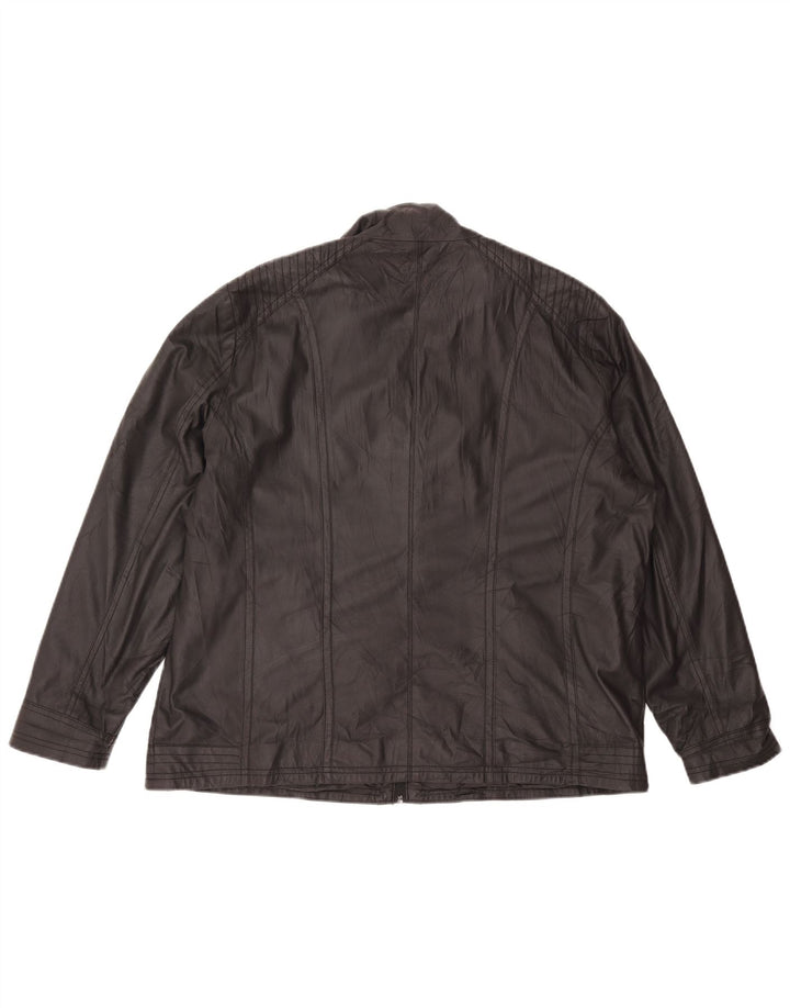 Vintage Mens Faux Leather Jacket IT 48 Medium Black Polyester