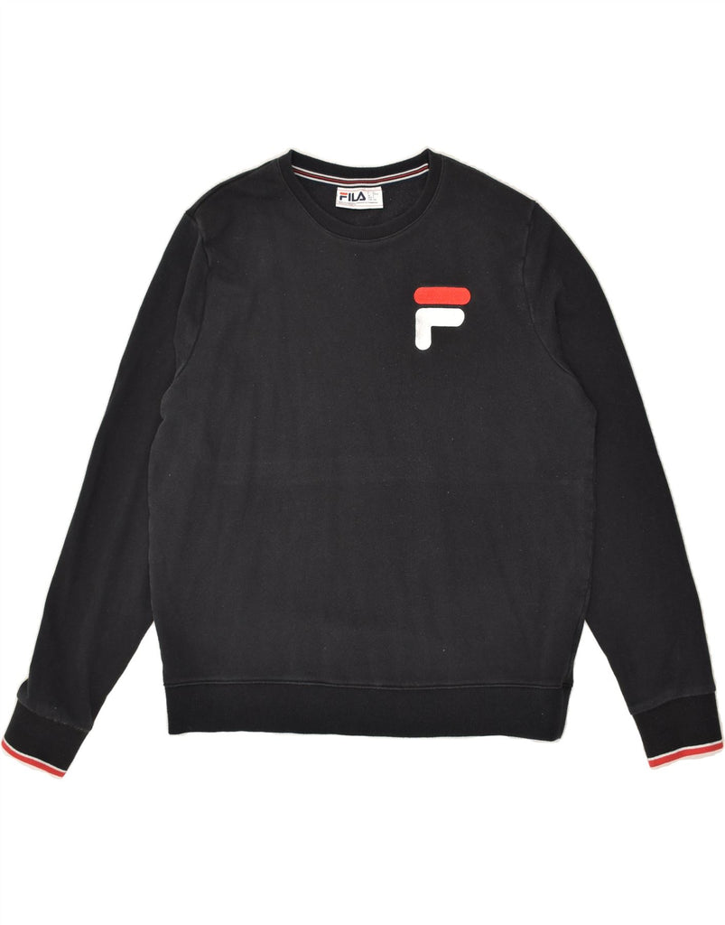 FILA Mens Sweatshirt Jumper Large Black Cotton | Vintage Fila | Thrift | Second-Hand Fila | Used Clothing | Messina Hembry 