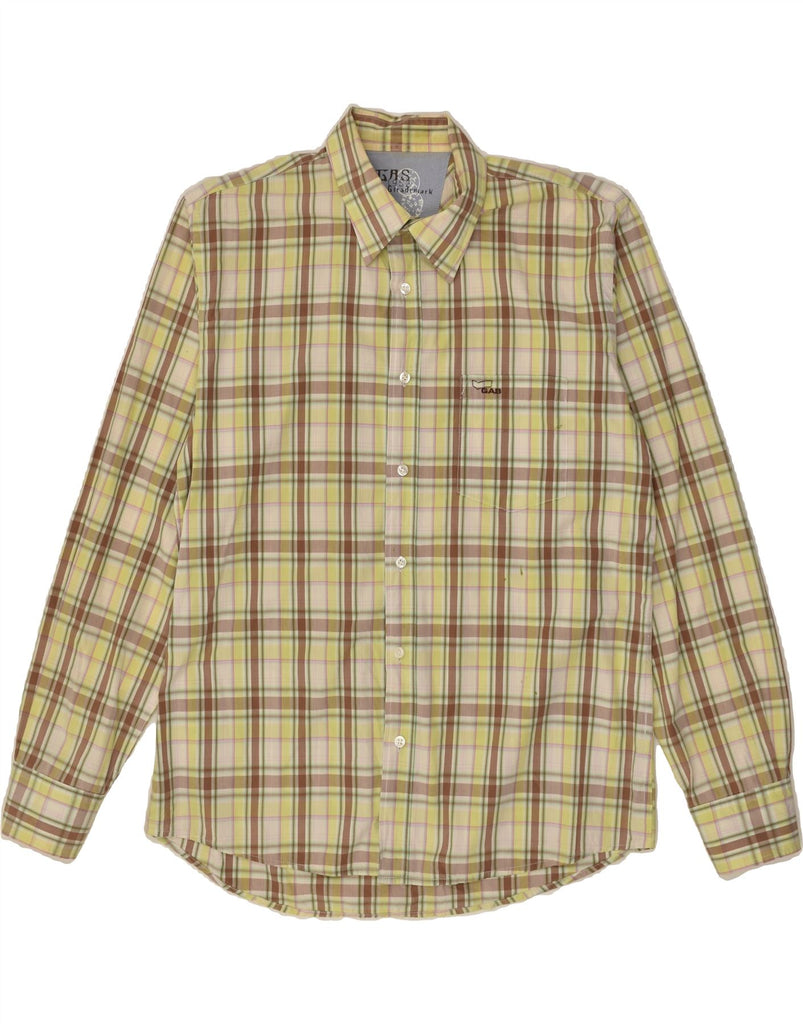 GAS Mens Shirt XL Yellow Check Cotton | Vintage Gas | Thrift | Second-Hand Gas | Used Clothing | Messina Hembry 