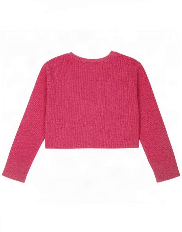 Zara Womens Crop Top Long Sleeve UK 14 Medium Pink