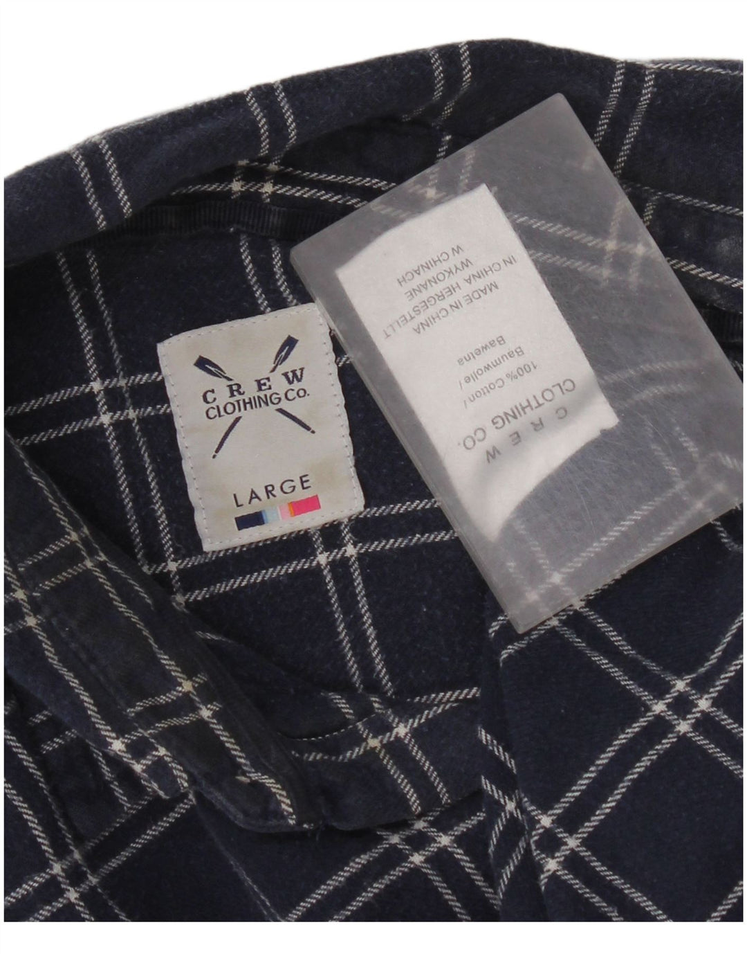 Crew Clothing Mens Flannel Shirt Large Navy Blue Check Cotton