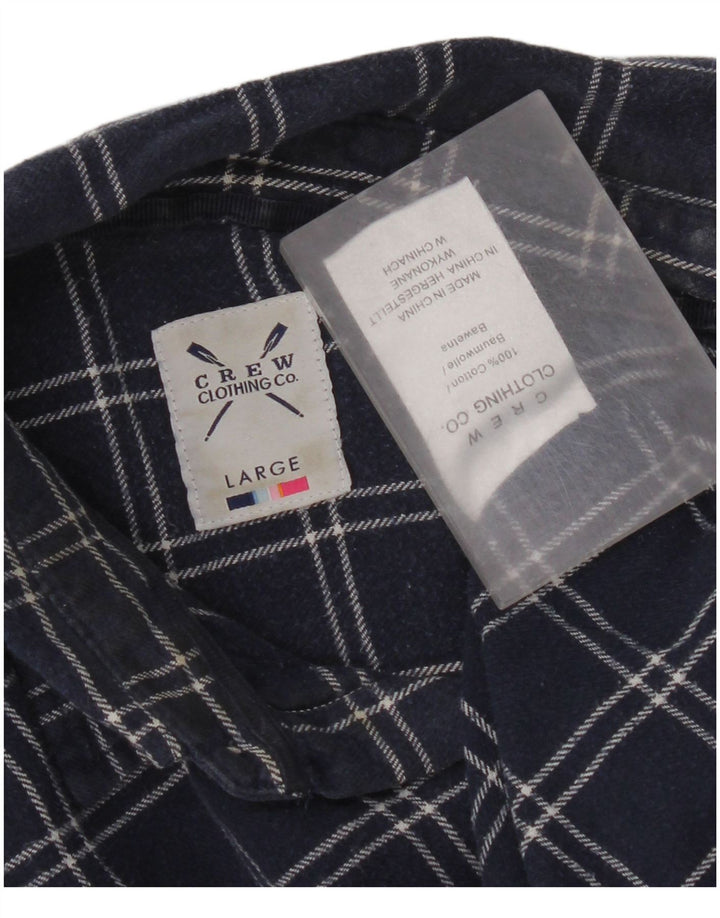 Crew Clothing Mens Flannel Shirt Large Navy Blue Check Cotton