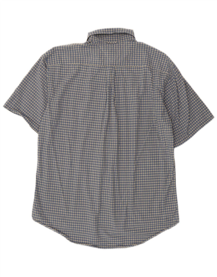 Tommy Hilfiger Mens Short Sleeve Shirt Medium Blue Check Cotton