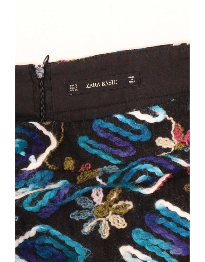 Zara Womens Mini Skirt Small W26 Black Floral