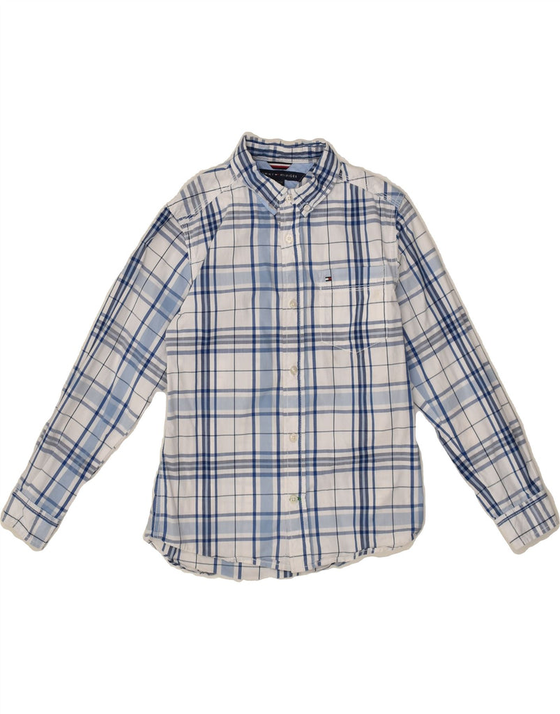 TOMMY HILFIGER Boys Shirt 8-9 Years Small  Blue Check Cotton | Vintage Tommy Hilfiger | Thrift | Second-Hand Tommy Hilfiger | Used Clothing | Messina Hembry 