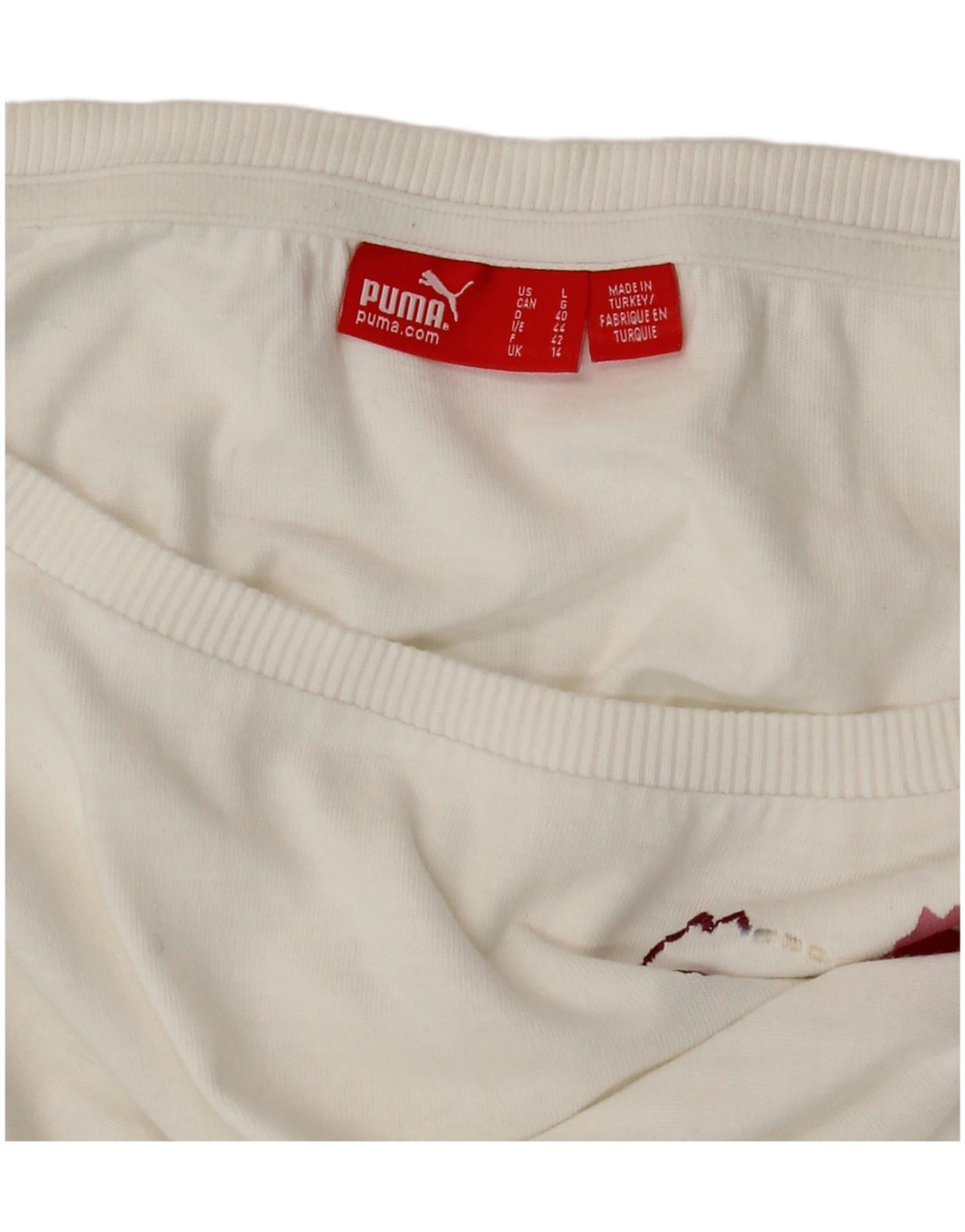 PUMA Womens Graphic T-Shirt Top UK 14 Medium White