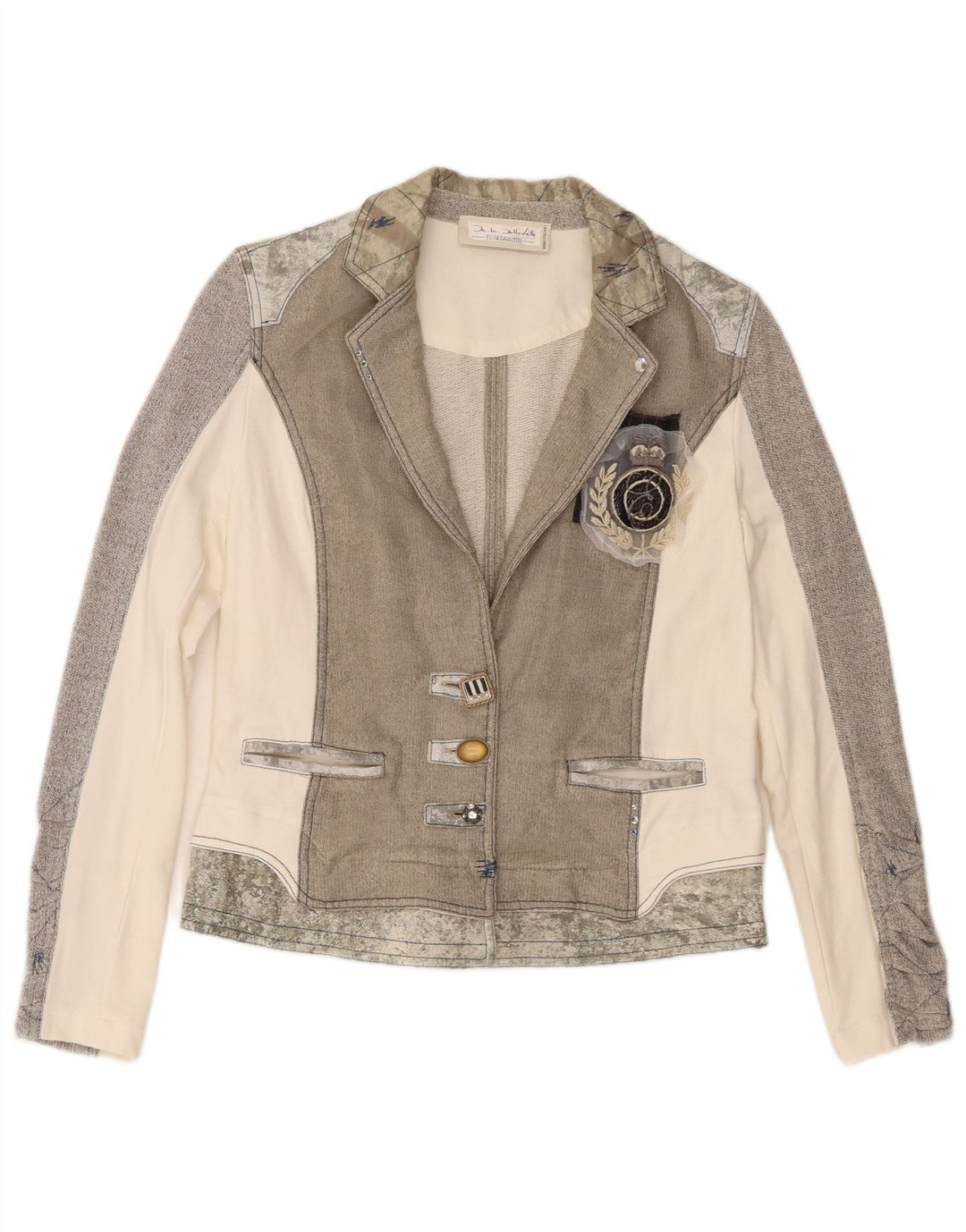 Elisa Cavaletti Womens 3 Button Blazer Jacket UK 12 Medium Grey Colourblock
