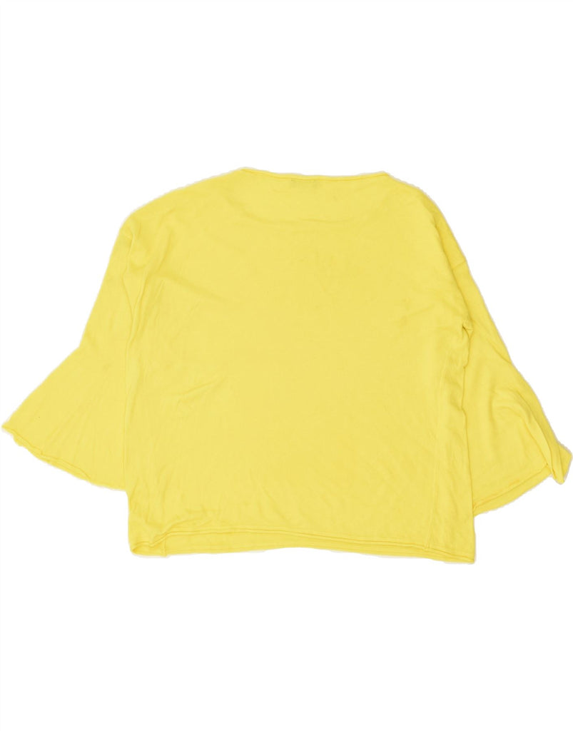 BENETTON Womens Oversized Top 3/4 Sleeve UK 6 XS Yellow | Vintage Benetton | Thrift | Second-Hand Benetton | Used Clothing | Messina Hembry 