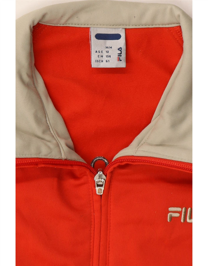 FILA Boys Tracksuit Top Jacket 11-12 Years Orange Colourblock Polyester Vintage Fila and Second-Hand Fila from Messina Hembry 