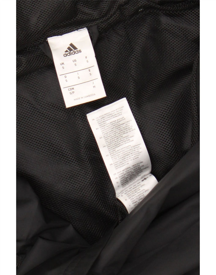Adidas Mens Hooded Rain Jacket UK 36 Small Black Nylon