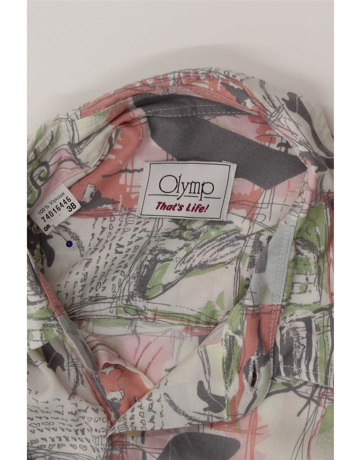 Olymp Mens Graphic Shirt Size 38 Medium Multicoloured Patchwork Viscose
