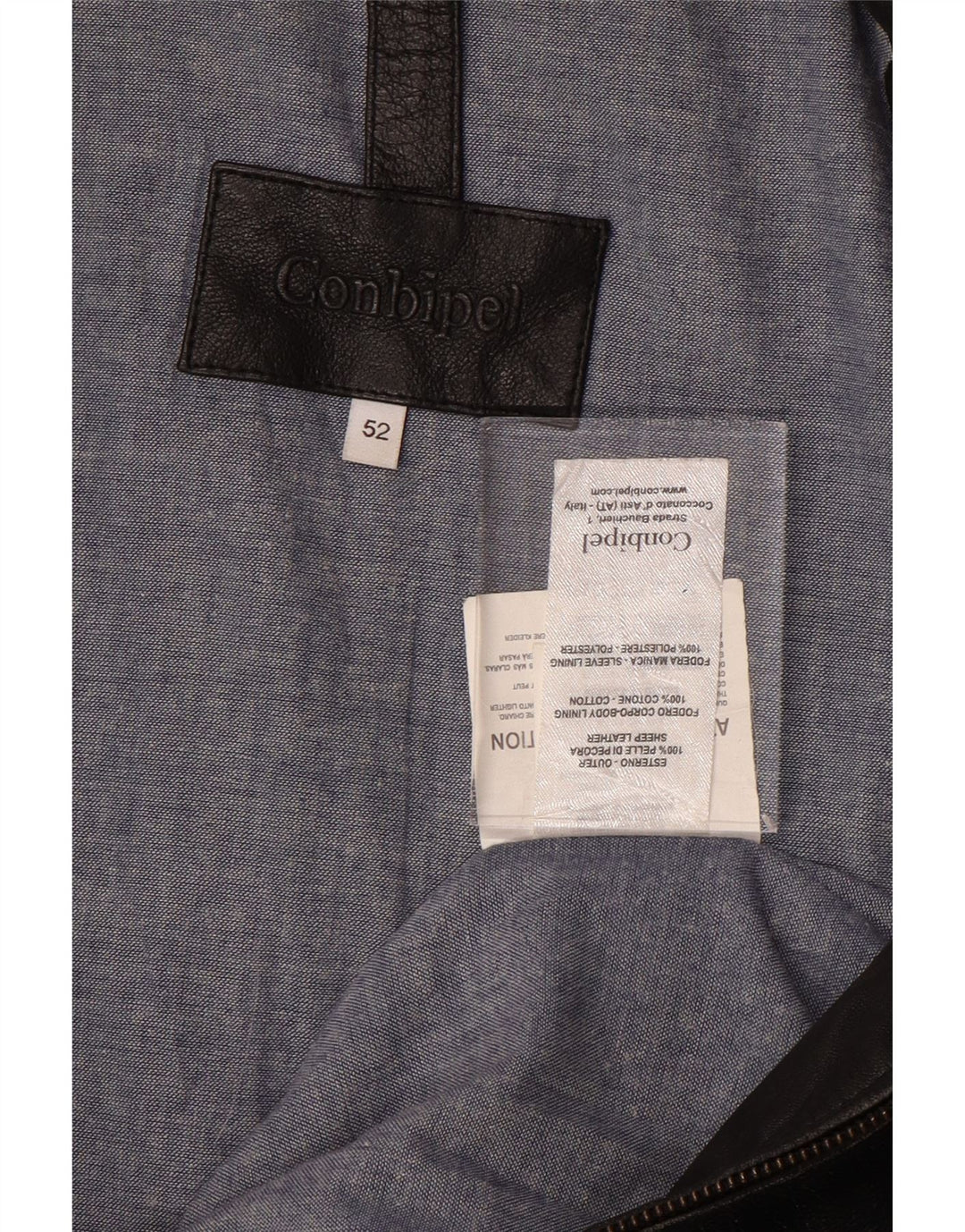 CONBIPEL Mens Leather Jacket IT 52 Large Black Leather