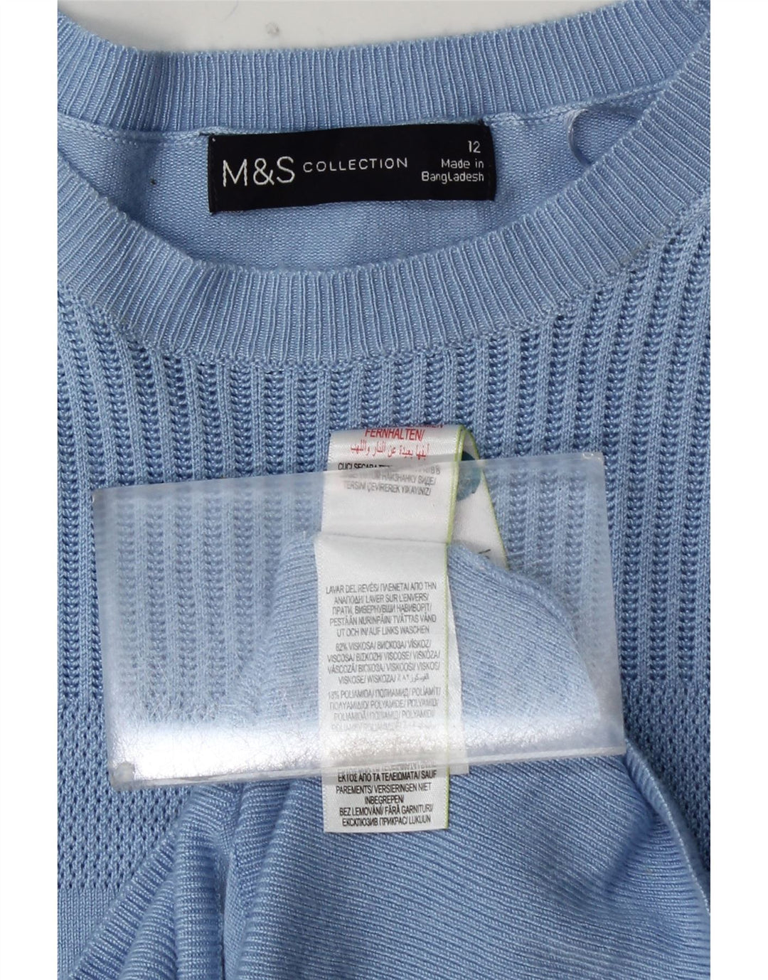 MARKS & SPENCER Womens Crop Boat Neck Jumper Sweater UK 12 Medium  Blue