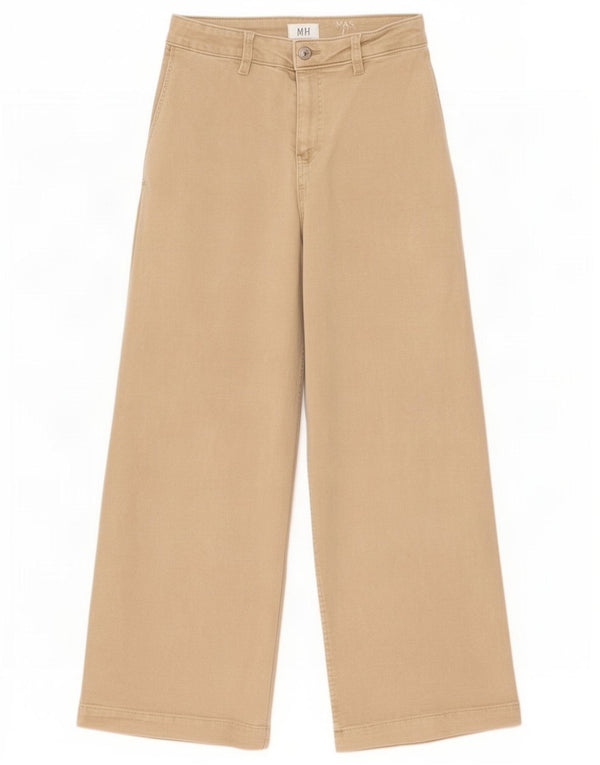 Marks & Spencer Womens Wide Leg Jeans UK 8 Small W26 L28 Beige Cotton