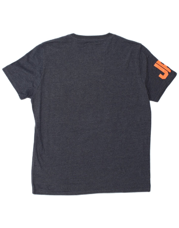 Superdry Mens Graphic T-Shirt Top 2XL Grey Colourblock Cotton