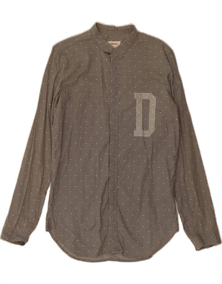 DIESEL Mens Abstract Pattern Shirt Large Grey Cotton Vintage Diesel and Second-Hand Diesel from Messina Hembry 