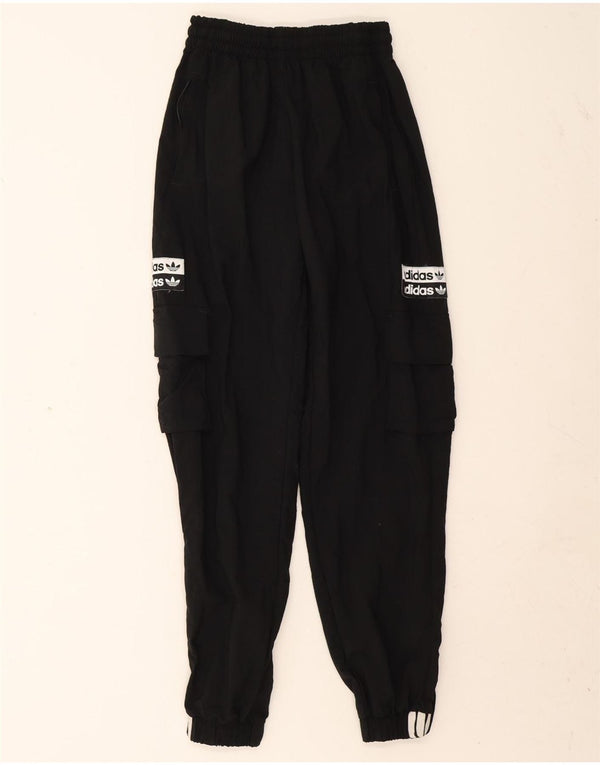 Adidas Womens Graphic Cargo Tracksuit Trousers Joggers UK 6 XS Black Nylon