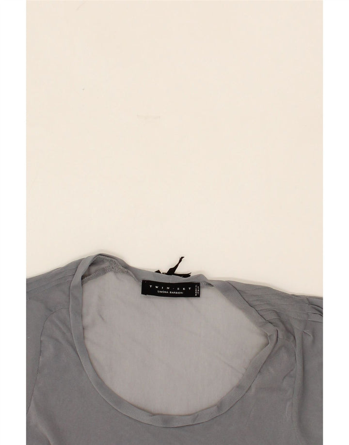 TWIN-SET Womens See Through Top UK 12 Medium Grey Nylon Vintage Twin-Set and Second-Hand Twin-Set from Messina Hembry 